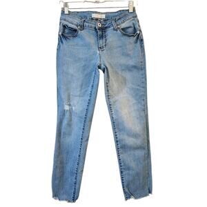 C Est Denim Womens Skinny Ankle Jeans Size 4 Blue Distressed Cut Off Hem Stretch